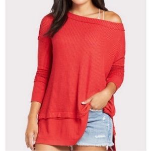 Free People North Shore Thermal Tunic in Red Size Small